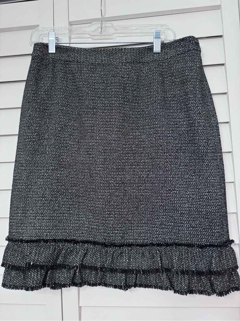 Women's Talbots Black Tweed Ruffle Hem Skirt